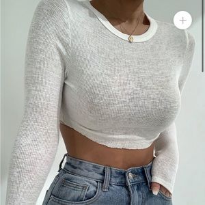 IVORY RIBBED CROPPED TOP
